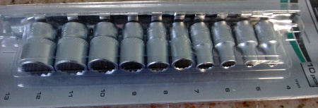 Набор торцевых головок 1/4", 12-ти гр., CrV, 10шт., 4-13мм// Stels 13606