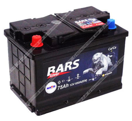 Аккумулятор 6СТ-75 VL "Bars Silver" СНГ