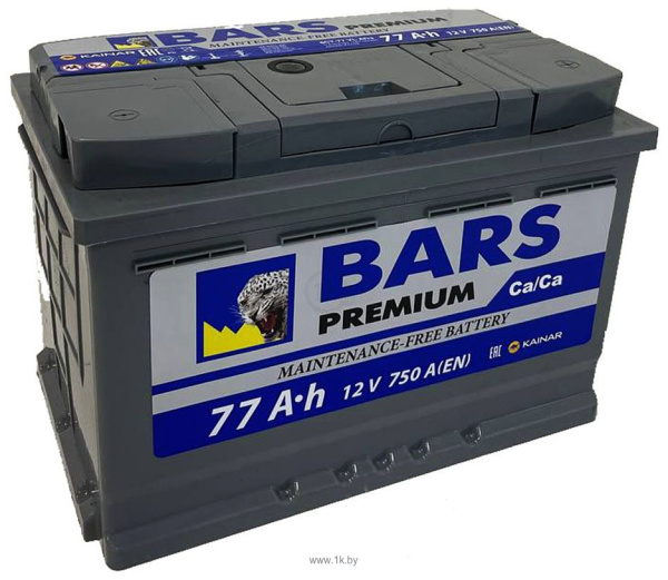 Аккумулятор 6СТ-77 VL "BARS Premium" ЕВРО
